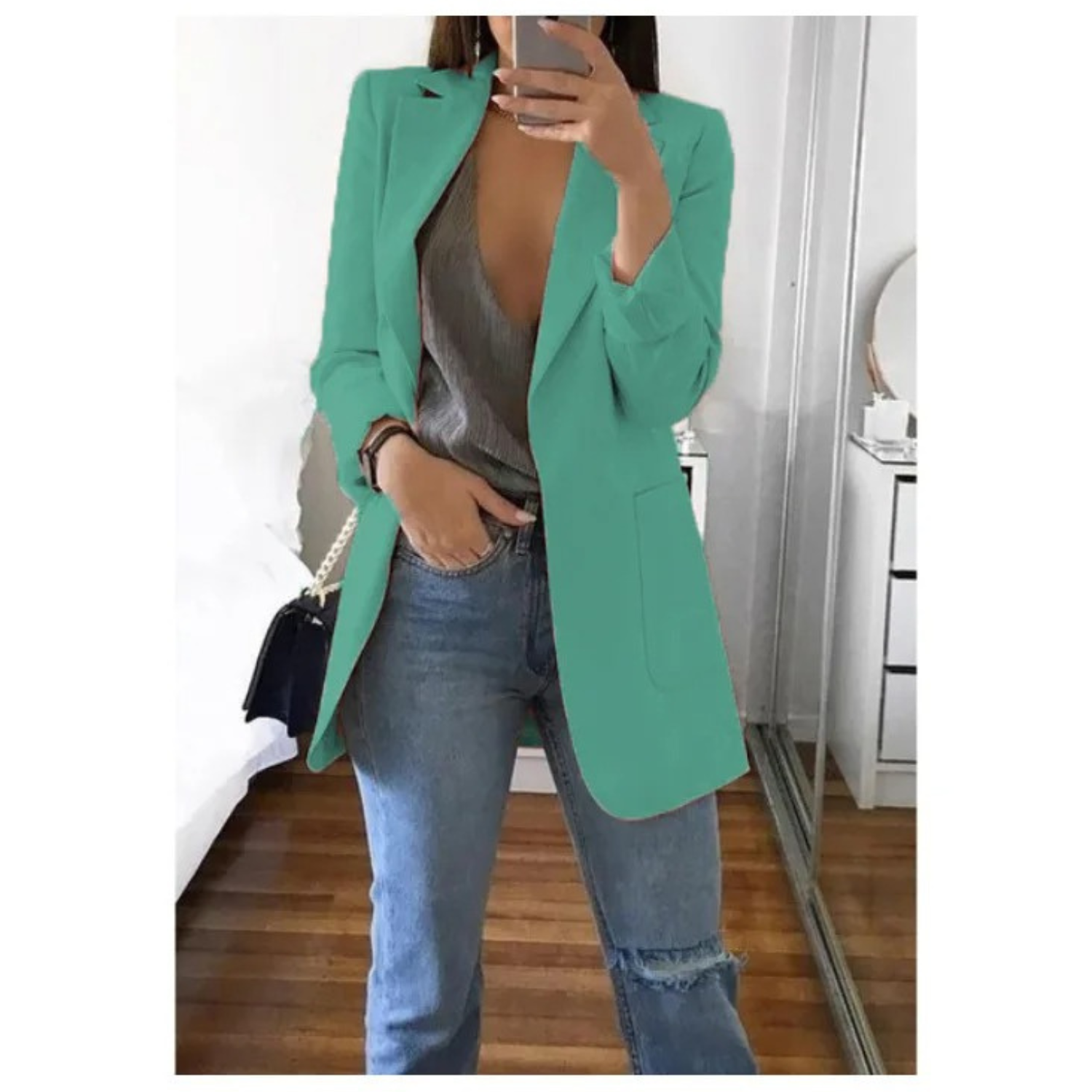 Blazer Croisé Imprimé pour Femmes - Idéal pour le Bureau