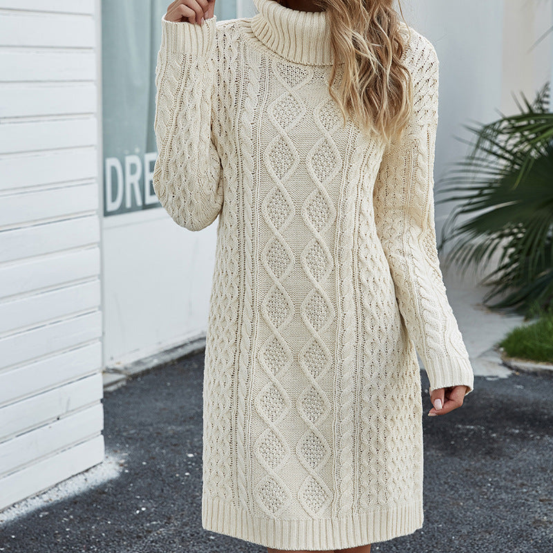Robe Tricot Beige Femme