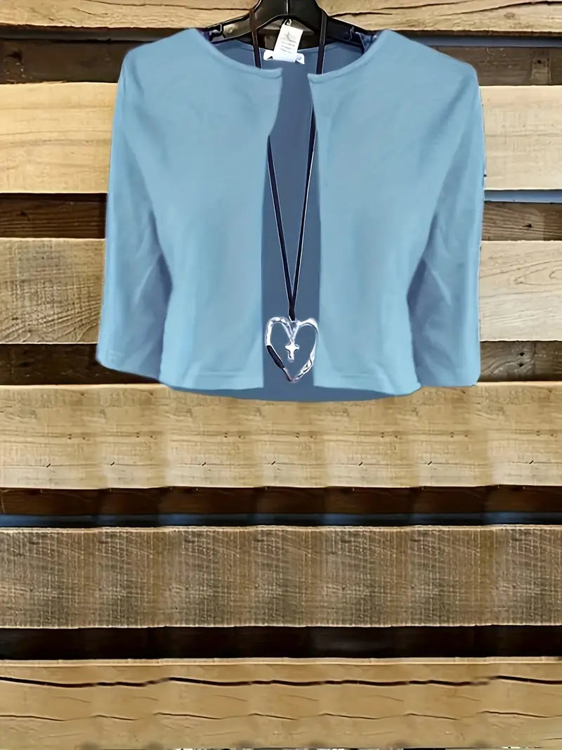 Ensemble Chic à Fleurs en Deux Pièces avec Crop Top Uni et Col Rond