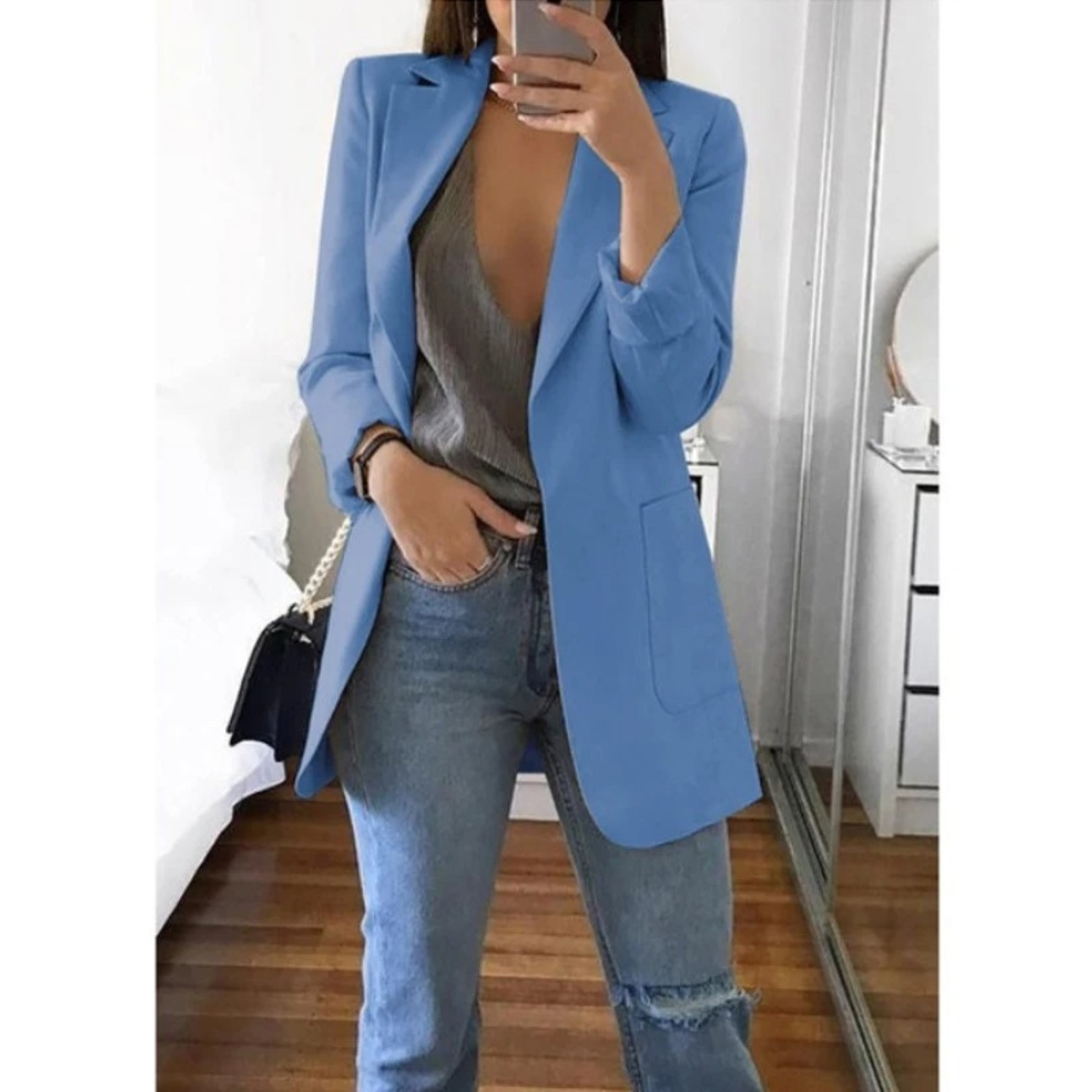Blazer Croisé Imprimé pour Femmes - Idéal pour le Bureau