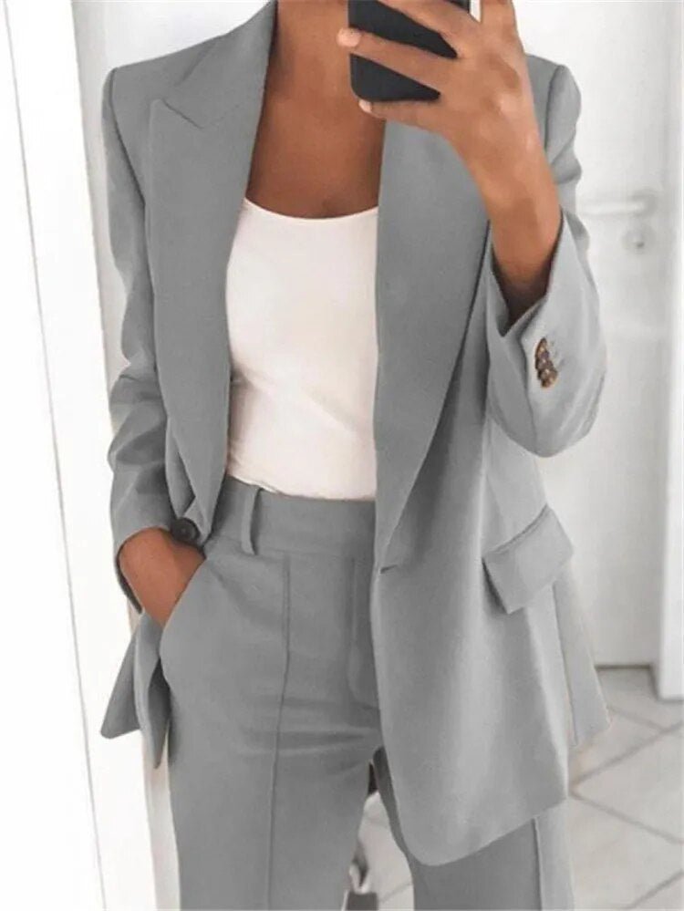 Ensemble Blazer et Pantalon Large à Deux Pièces