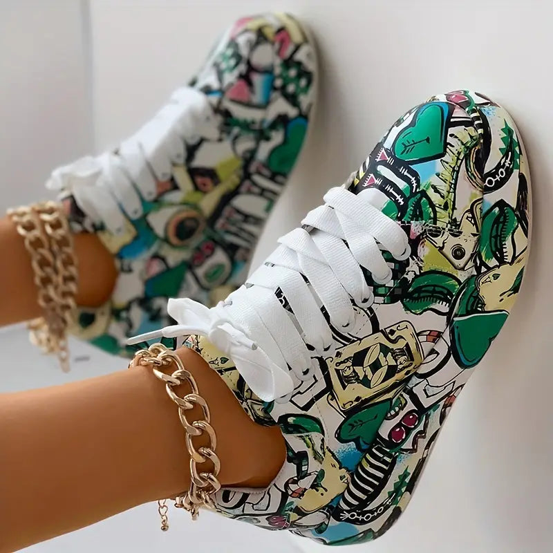 Chaussures Superposées pour Femmes au Design Graffiti