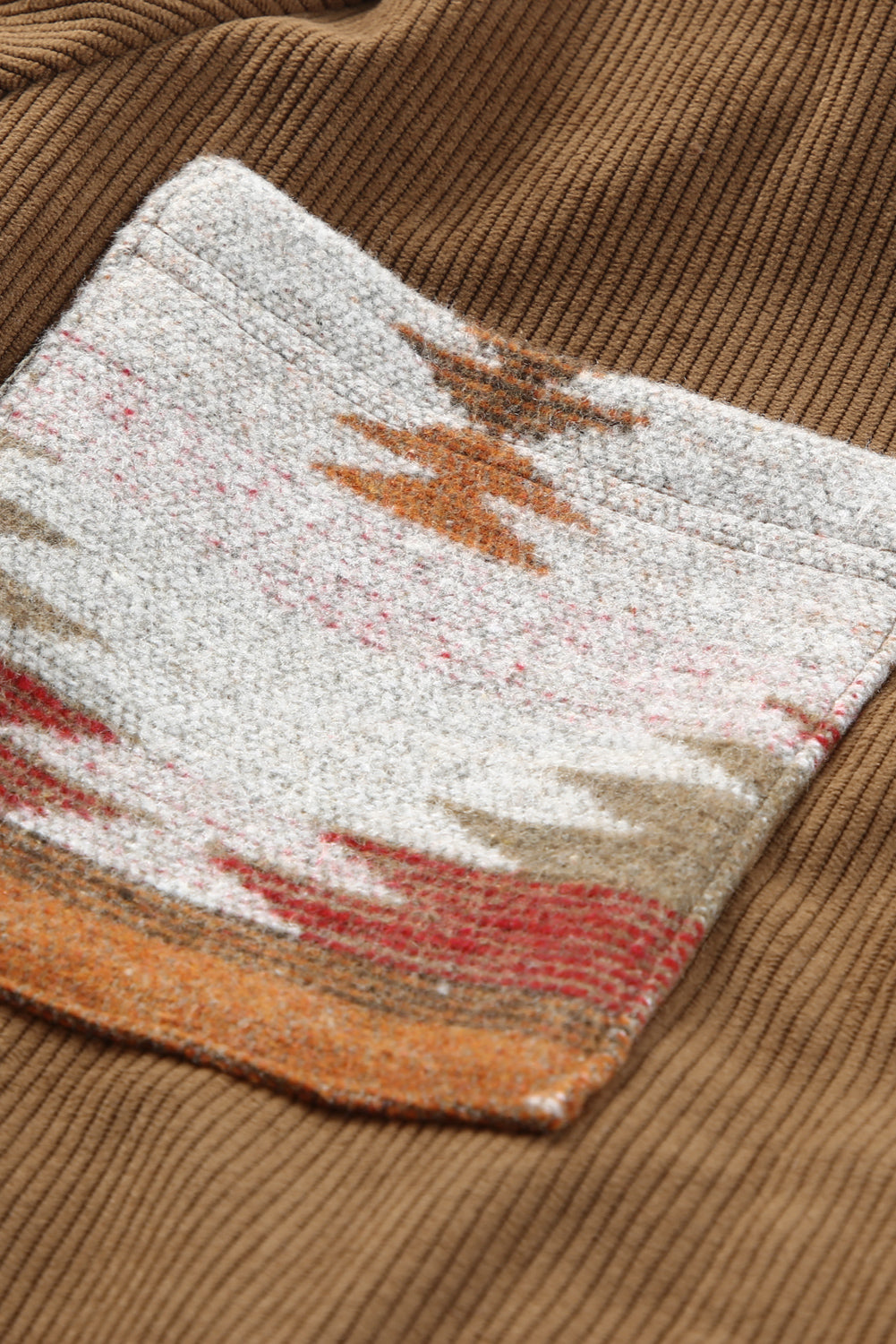 Veste en Velours Côtelé à Motif Aztèque