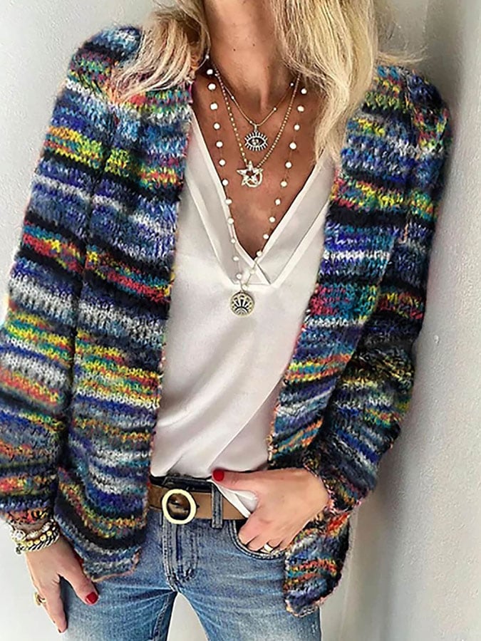 Vibrant Striped Women's Cardigan
