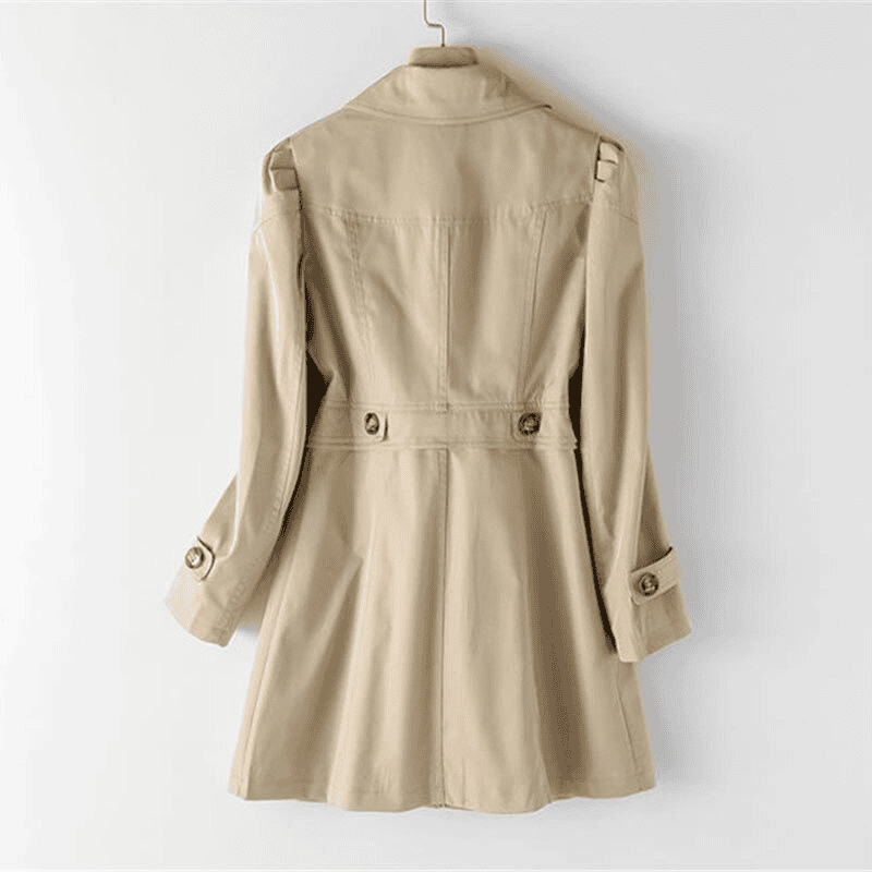 Trench Coat Femme à Bouton Unique avec Épaules Rembourrées