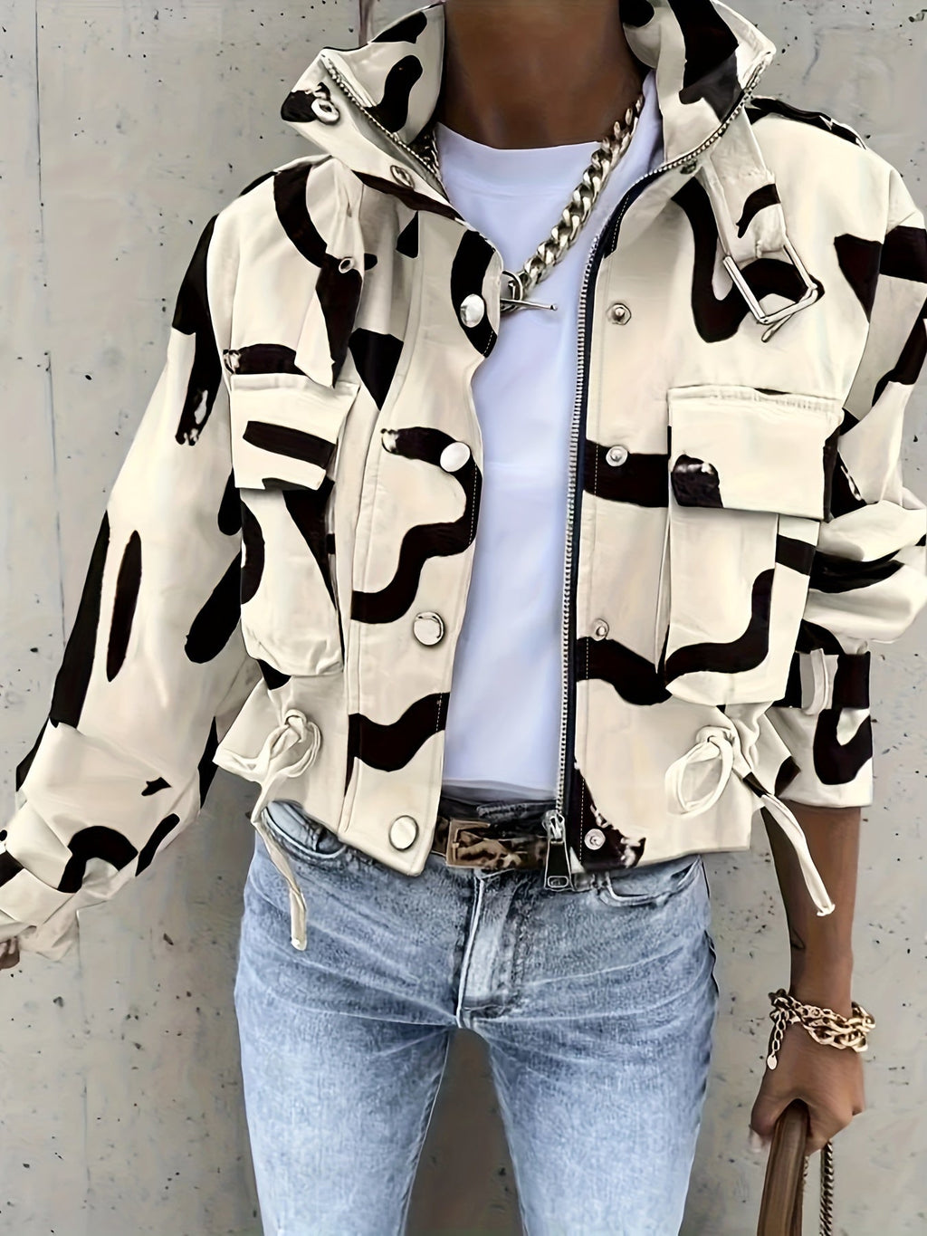 Veste Élégante Femme à Col Haut