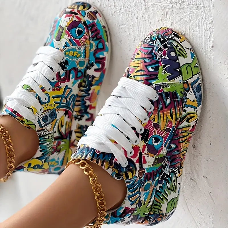Chaussures Superposées pour Femmes au Design Graffiti