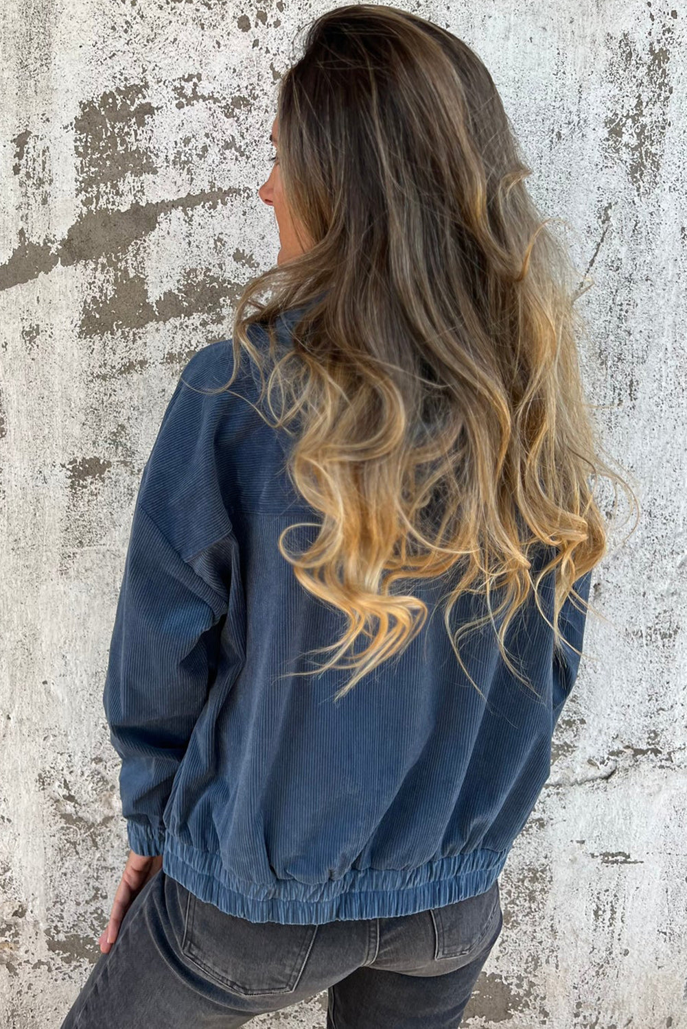 Veste Teal à Capuche avec Cordon de Serrage et Zip