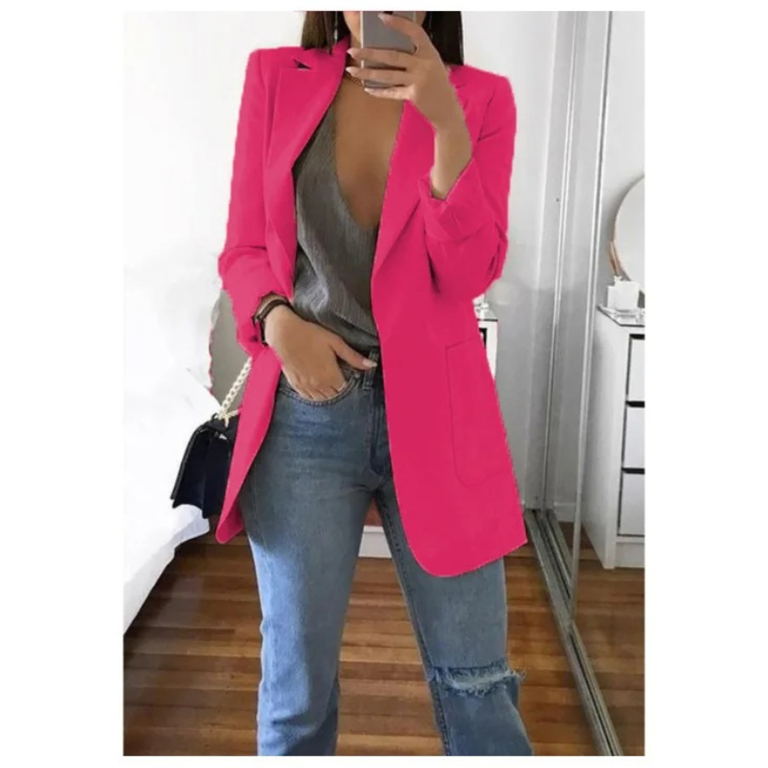 Blazer Croisé Imprimé pour Femmes - Idéal pour le Bureau