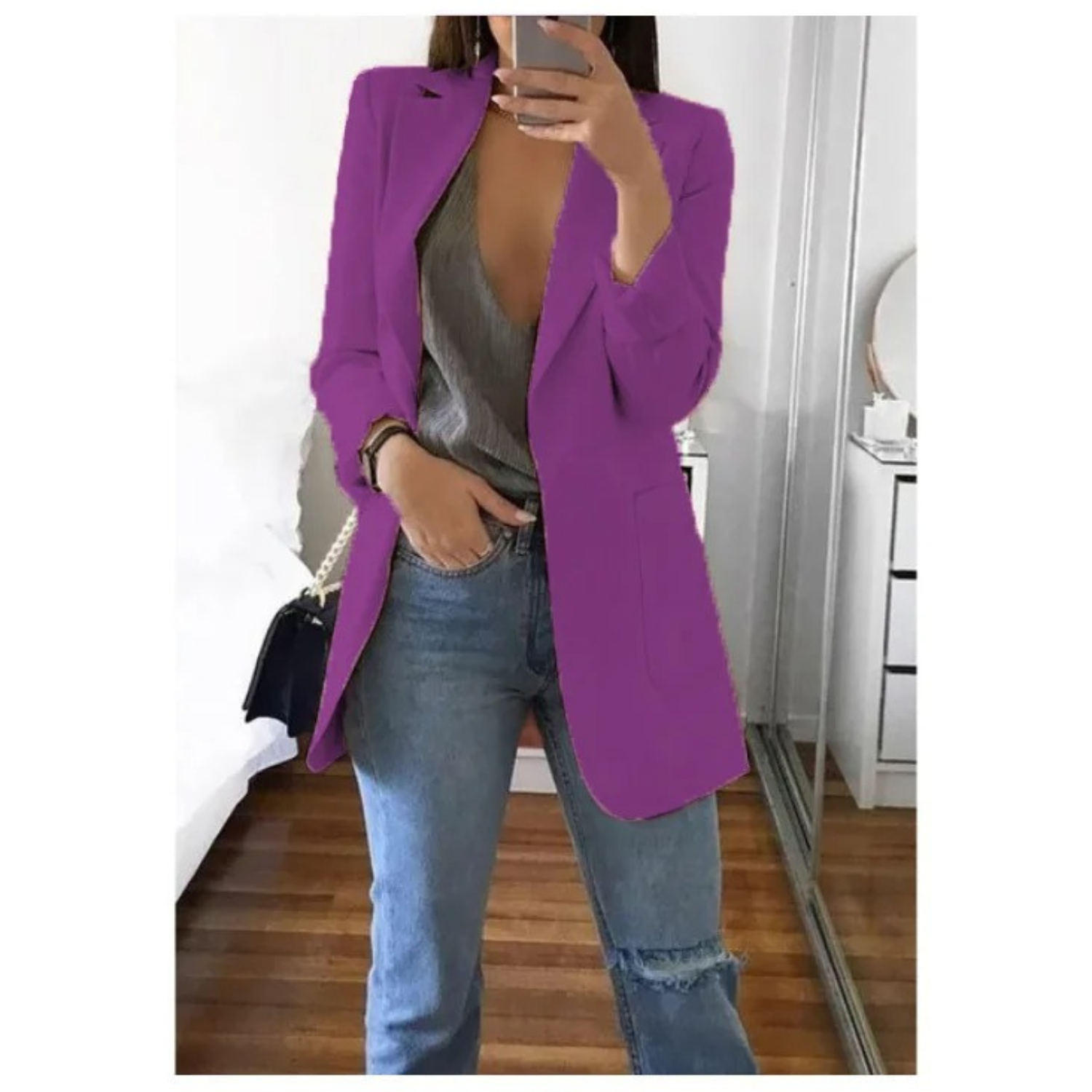 Blazer Croisé Imprimé pour Femmes - Idéal pour le Bureau