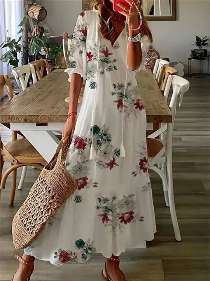 Chic Floral Maxi Viscose Dress