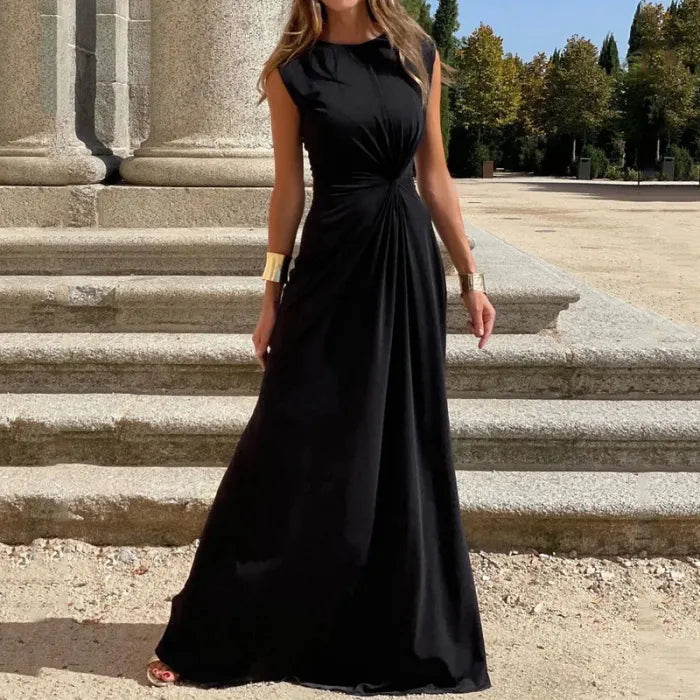 Robe Maxi Élégante à Manches Longues pour Femmes - Teinte Unie Idéale pour les Soirées