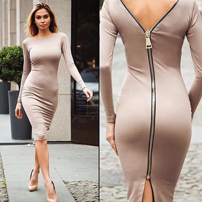 Robe Bodycon Bernadeth avec Fermeture Éclair Longitudinale au Dos
