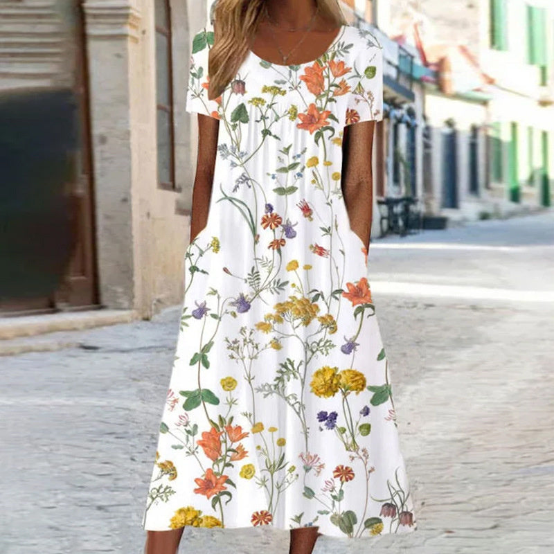 Robe Chic à Motif Floral avec Tunique Abdominale