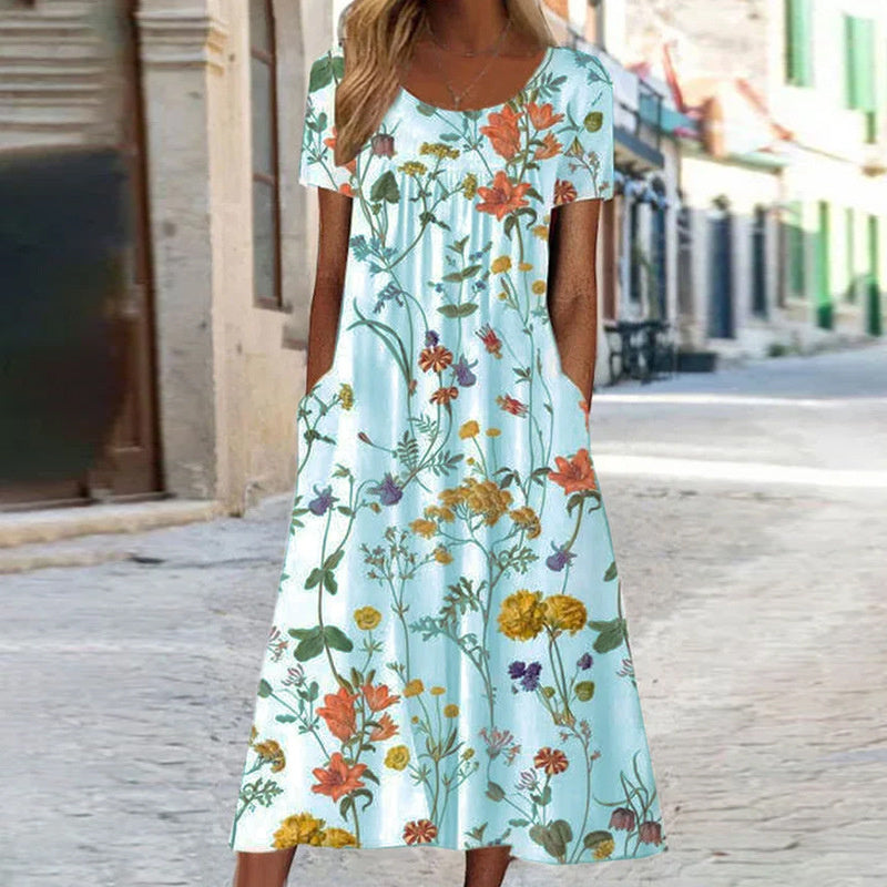 Robe Chic à Motif Floral avec Tunique Abdominale