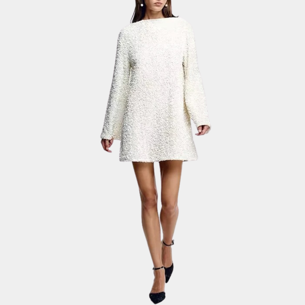 Robe courte à sequins avec col rond pour femmes