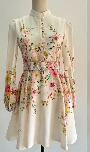 Robe Mini Imprimée avec Boutonnage