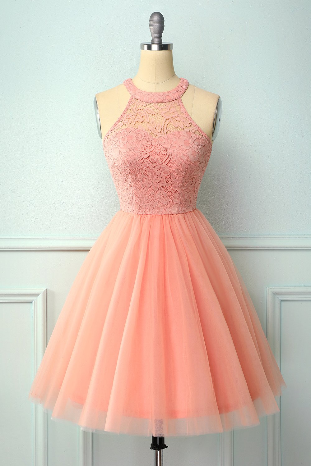 Robe Halter Bordeaux pour Cérémonie de Confirmation