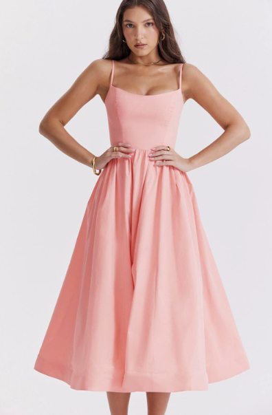 Robe Midi Élégante avec Détails de Lacer au Dos