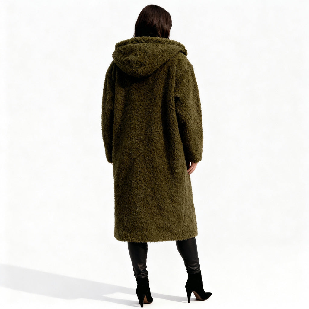 Long Manteau Élégant en Fausse Fourrure pour Femmes