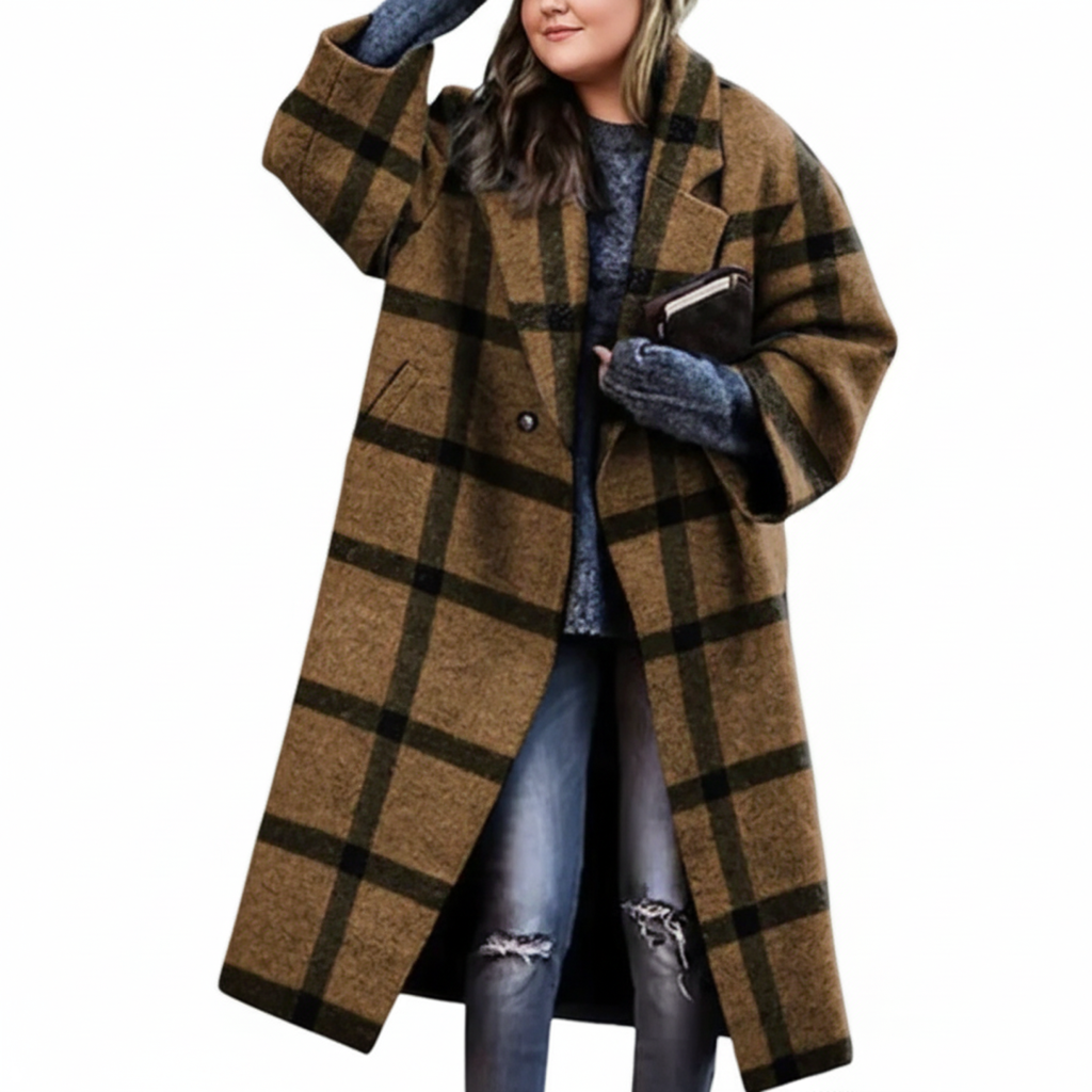 Longue Manteau en Laine Grande Taille pour Femme