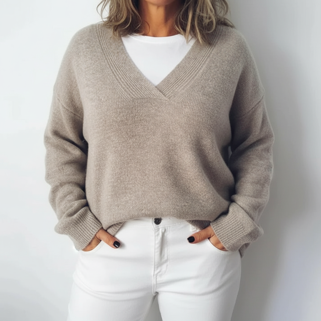 Pull en V surdimensionné pour femmes grandes tailles