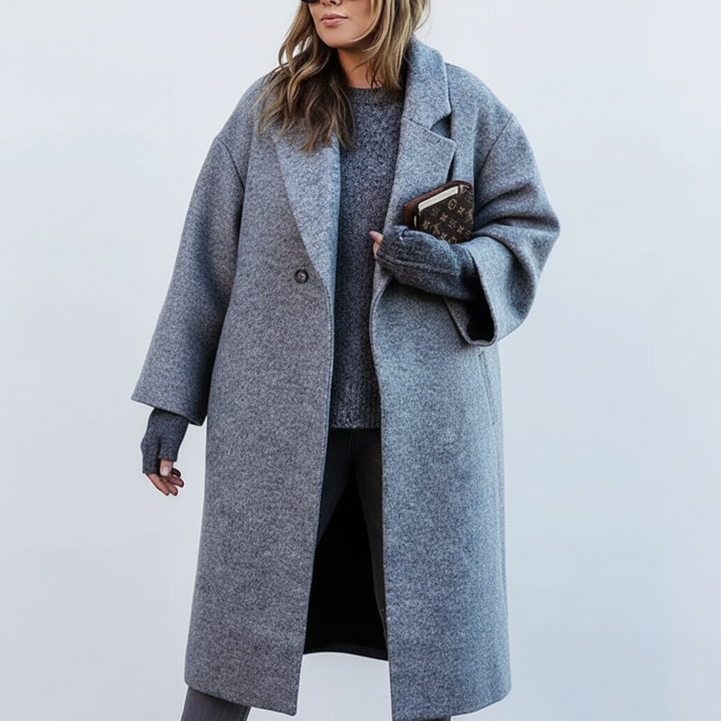 Longue Manteau en Laine Grande Taille pour Femme