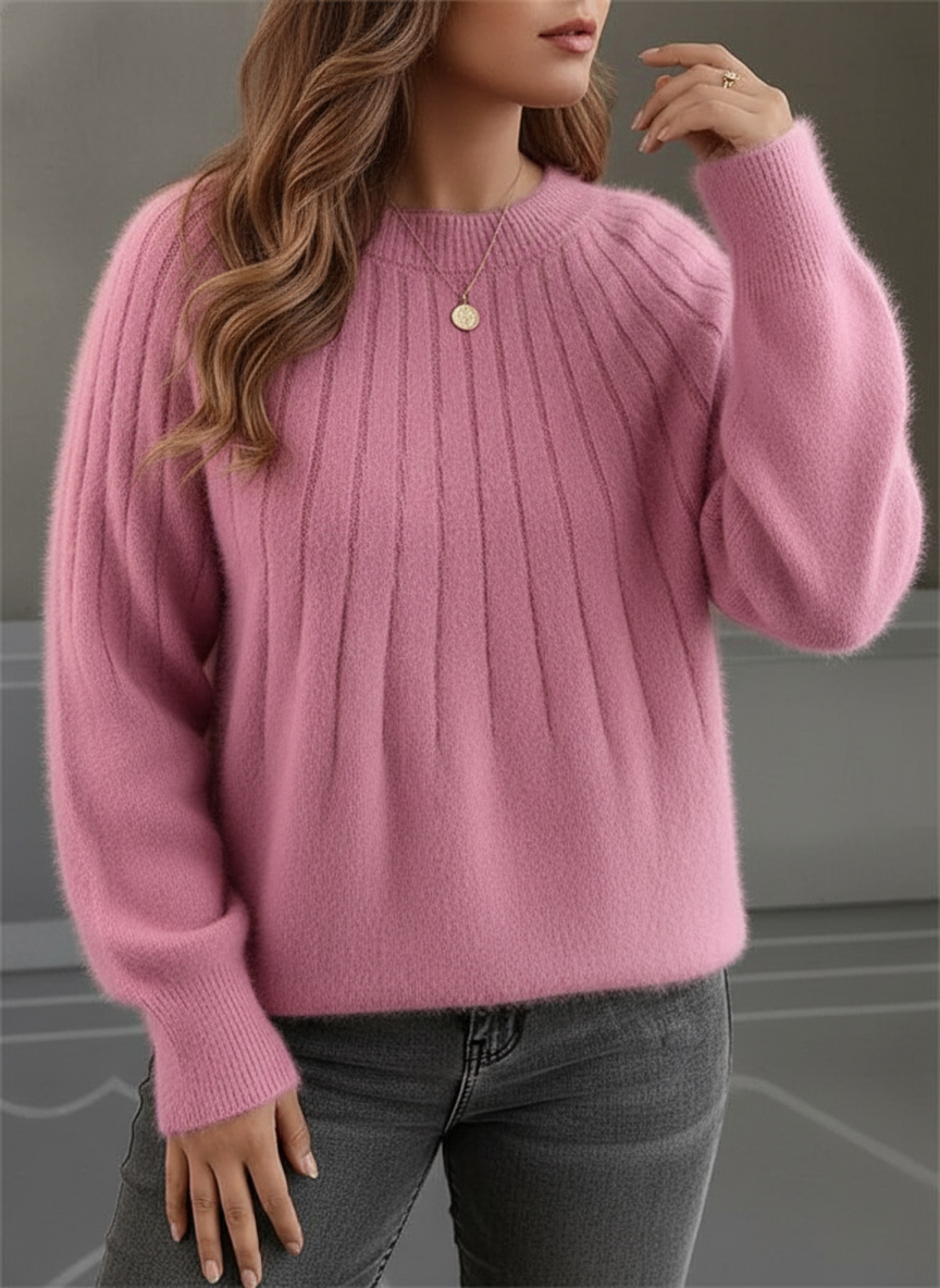 Pull Douillet en Tricot Côtelé Grande Taille pour Femmes