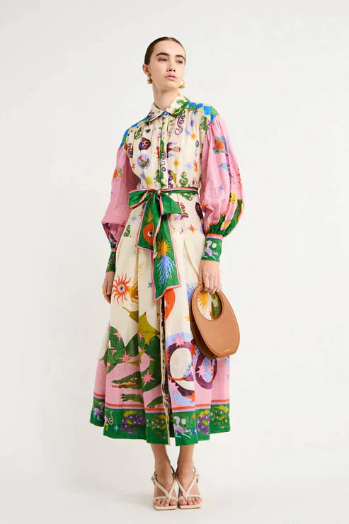 Robe Maxi Imprimée au Style Vintage