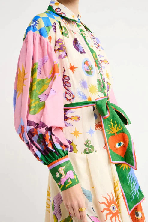 Robe Maxi Imprimée au Style Vintage