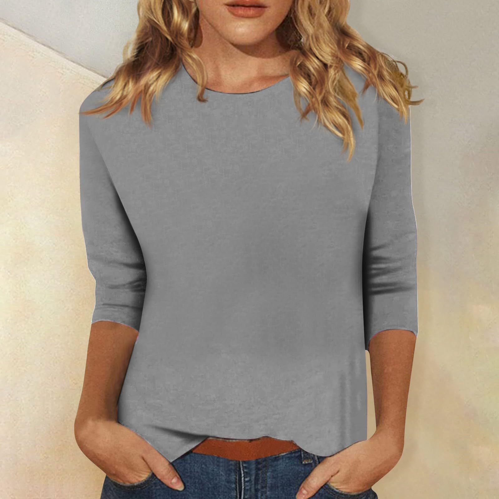 Blouse Élégante à Manches 3/4 pour Femmes avec Ourlet Arrondi - Heidi Fashion