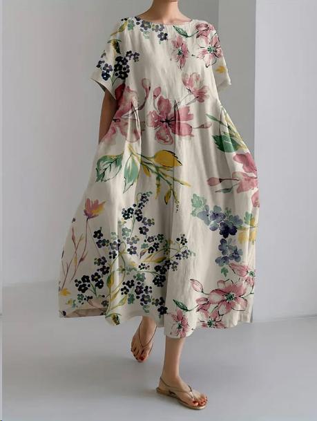 Robe à Motif Floral Éclatant
