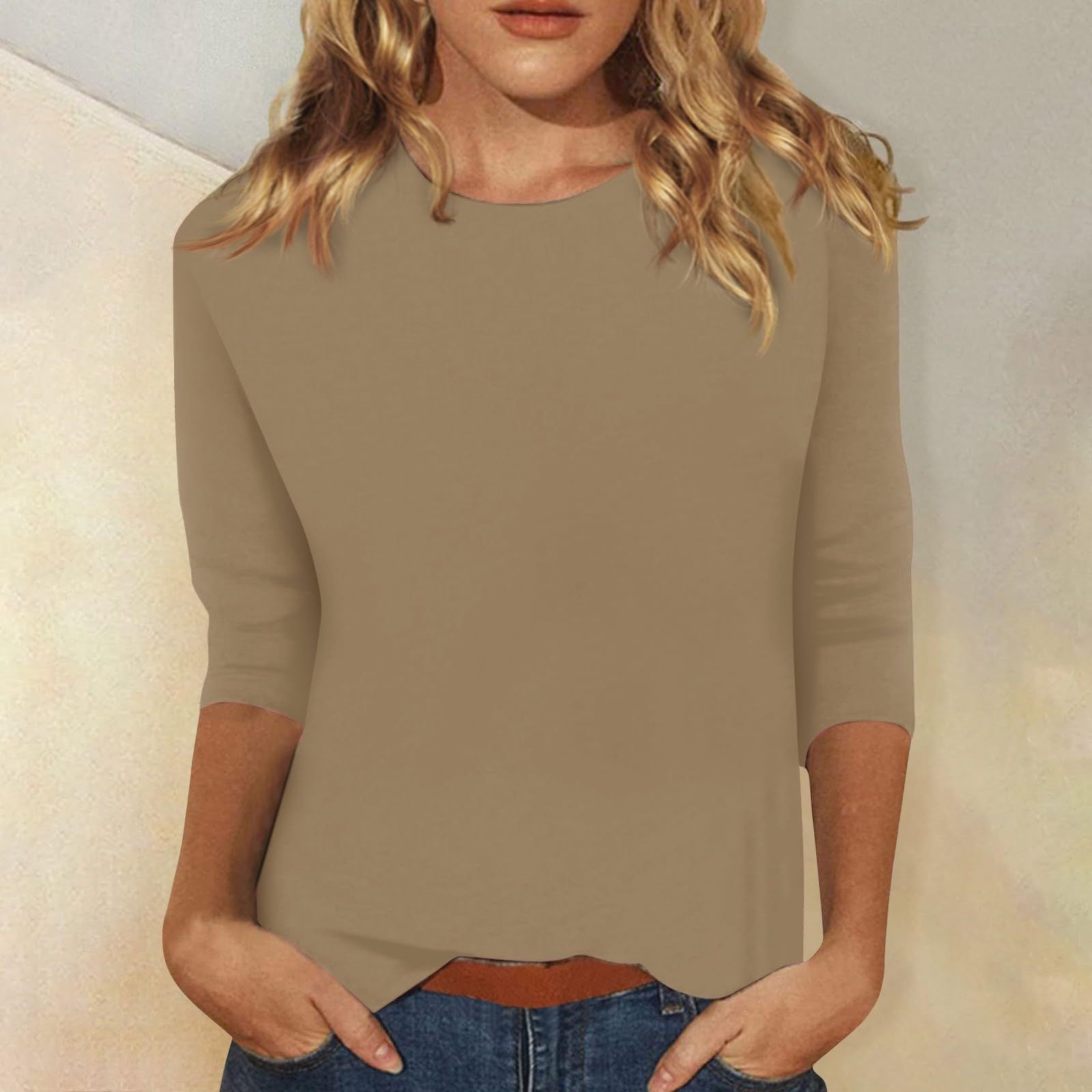 Blouse Élégante à Manches 3/4 pour Femmes avec Ourlet Arrondi - Heidi Fashion