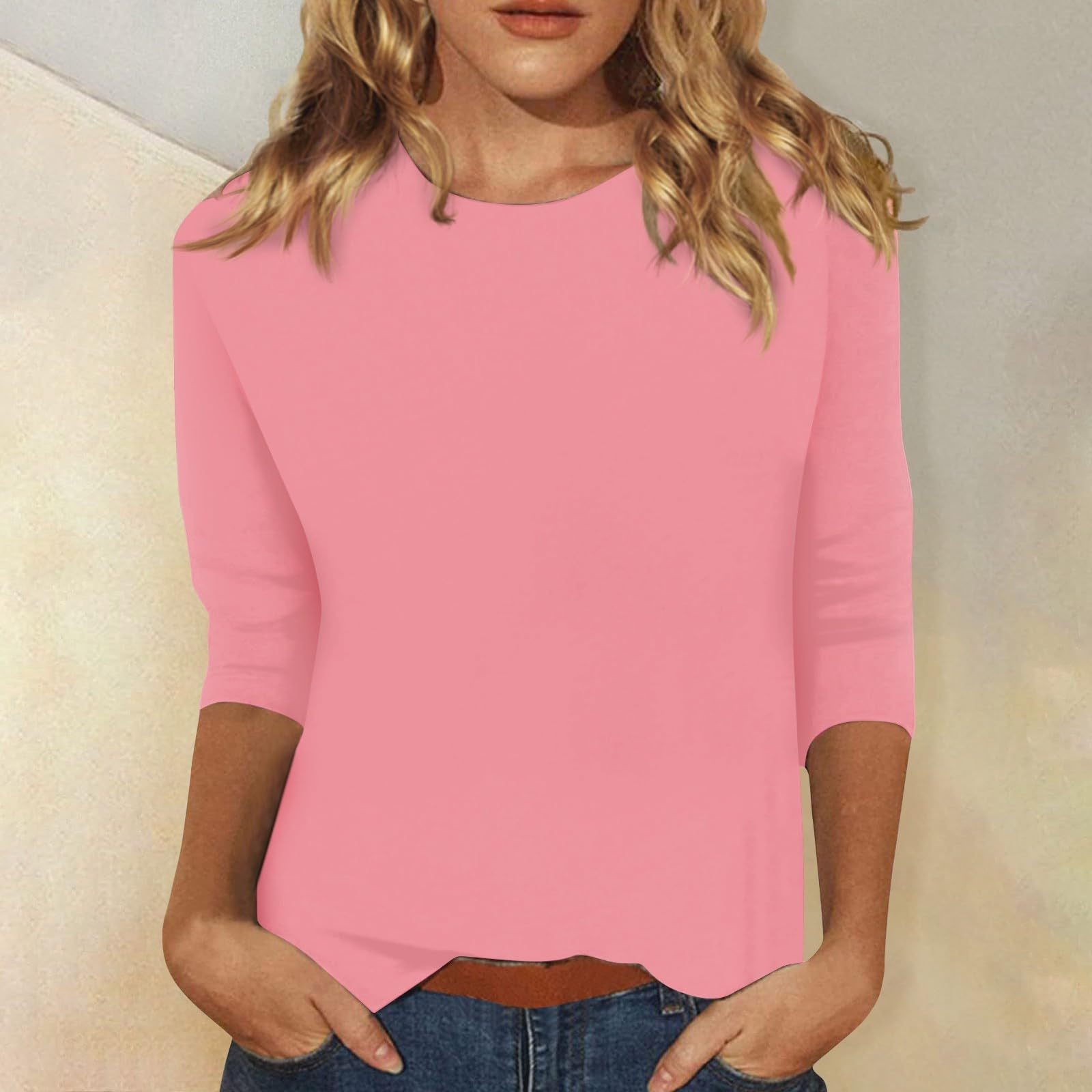 Blouse Élégante à Manches 3/4 pour Femmes avec Ourlet Arrondi - Heidi Fashion