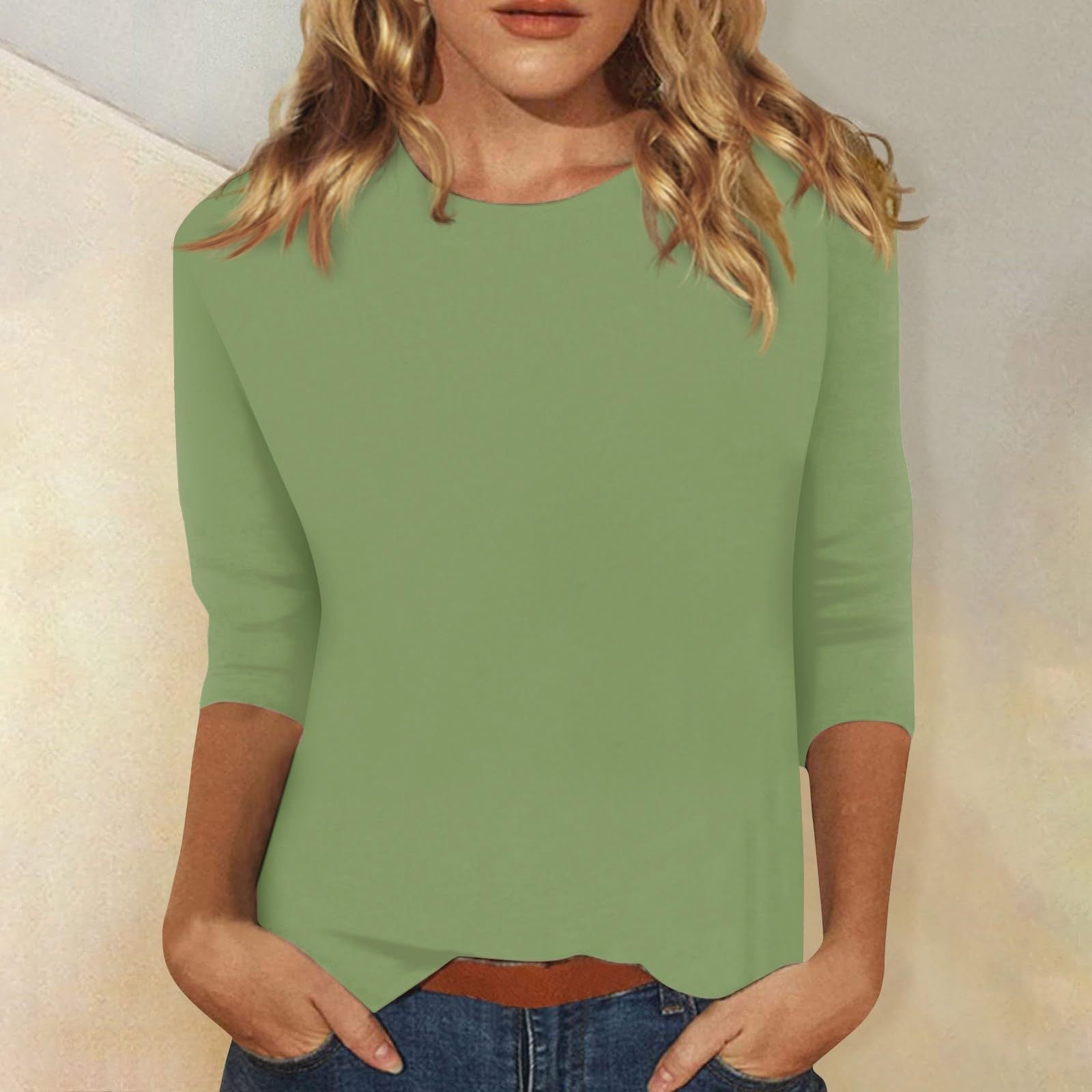 Blouse Élégante à Manches 3/4 pour Femmes avec Ourlet Arrondi - Heidi Fashion