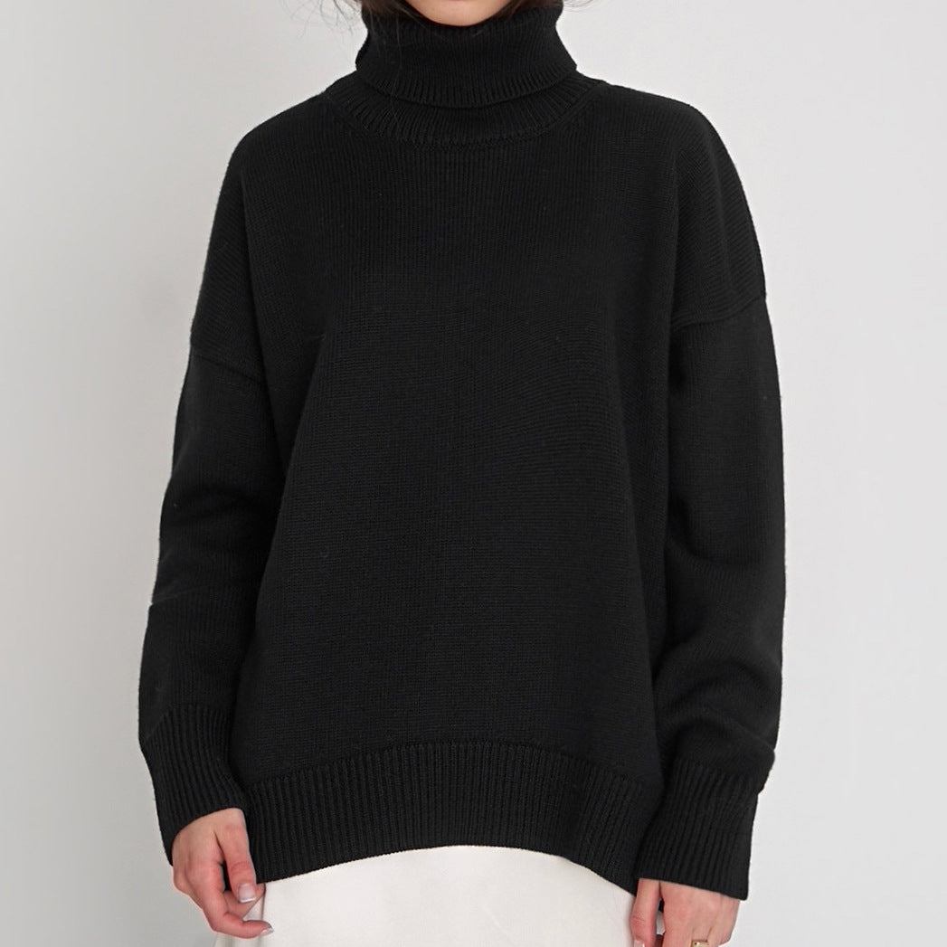 Pull en tricot oversize à col roulé pour femmes