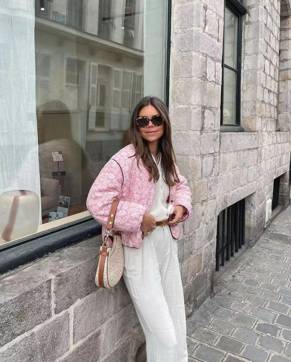 BLOOM – Veste Matelassée Patchwork Rose Femme