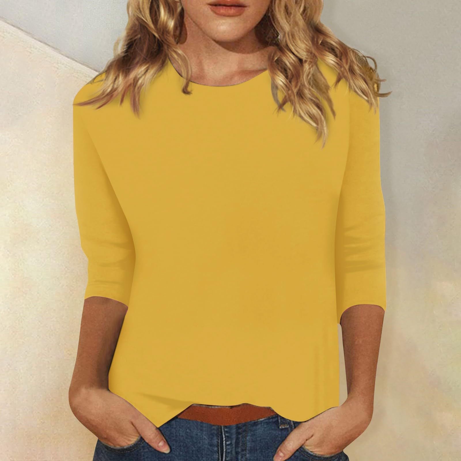 Blouse Élégante à Manches 3/4 pour Femmes avec Ourlet Arrondi - Heidi Fashion