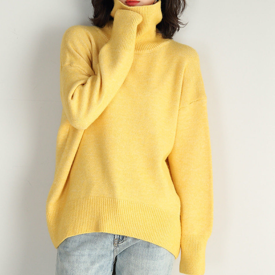 Pull en tricot oversize à col roulé pour femmes