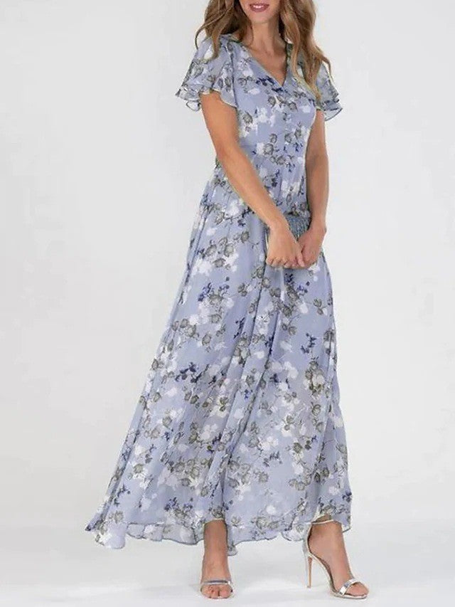 Chic Floral Chiffon Dress