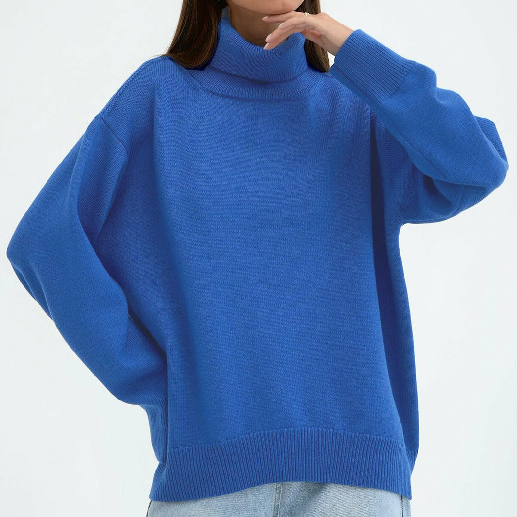 Pull en tricot oversize à col roulé pour femmes