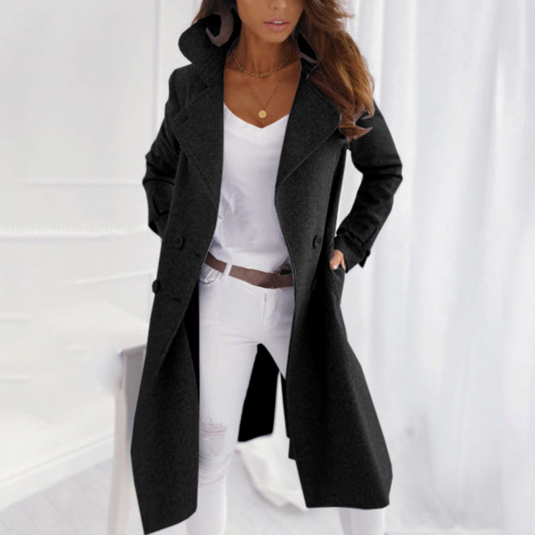 Chic Wool Coat with Elegant Folded Collar