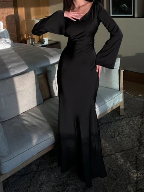 Robe Longue Femme à Encolure Ronde