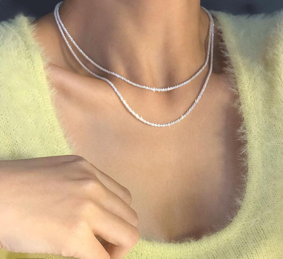 Collier Céleste en Argent à Double Chaîne pour Femmes