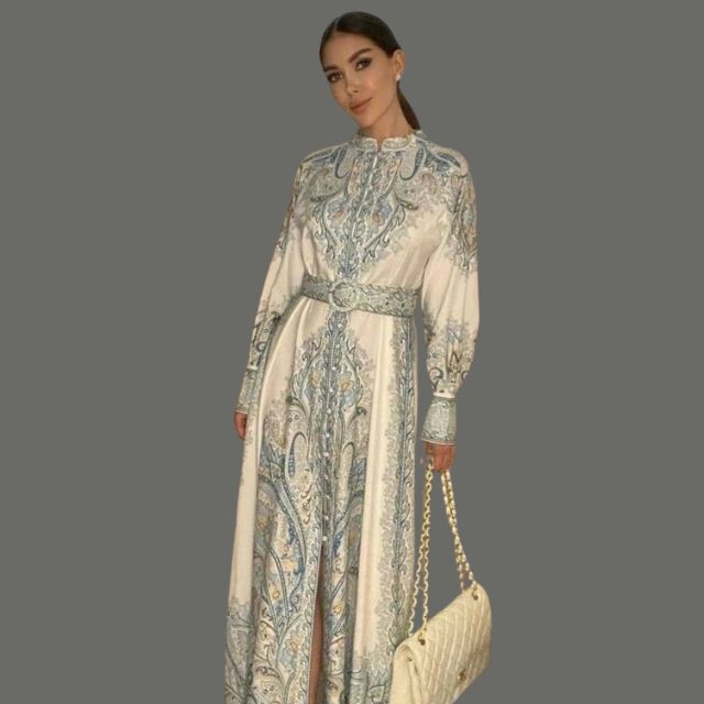 Robe A-Line Fleurie avec Ceinture