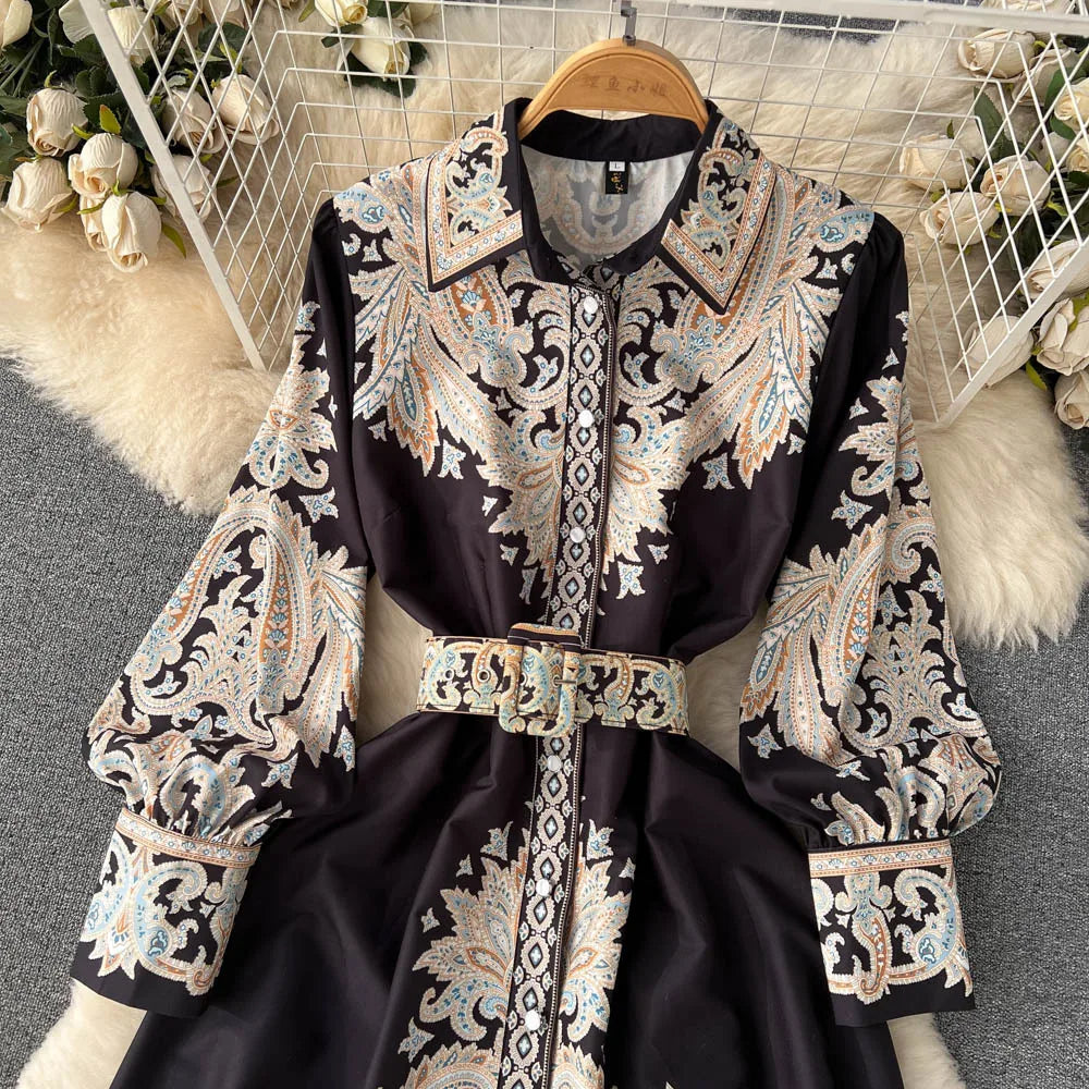 Robe A-Line Fleurie avec Ceinture