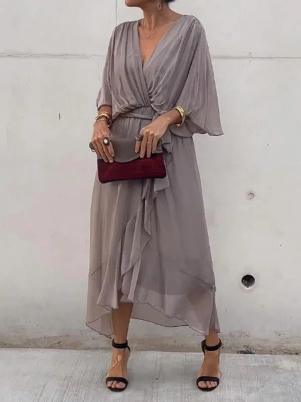 Robe Chic en Chiffon avec Col en V