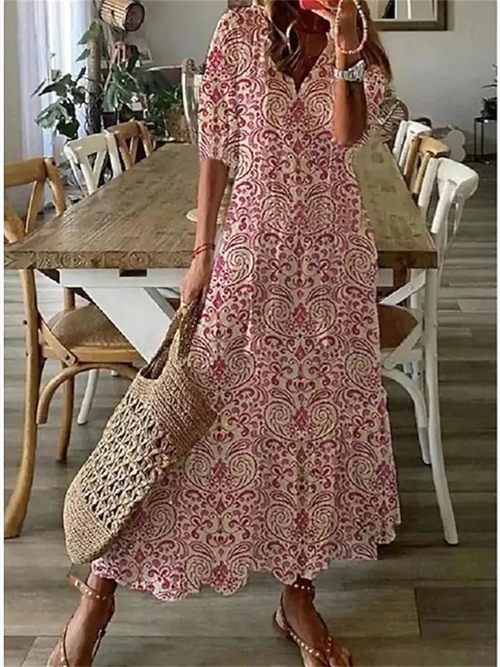 Chic Floral Maxi Viscose Dress