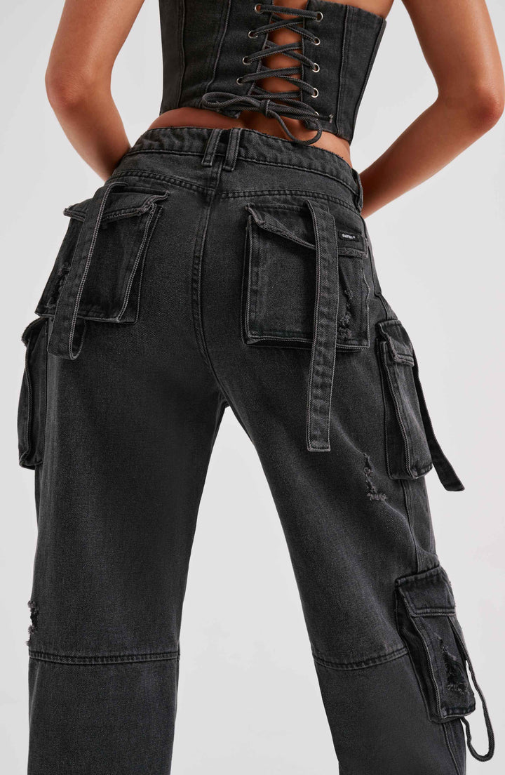 Pantalons Cargo en Denim Élégance Pure pour Femmes