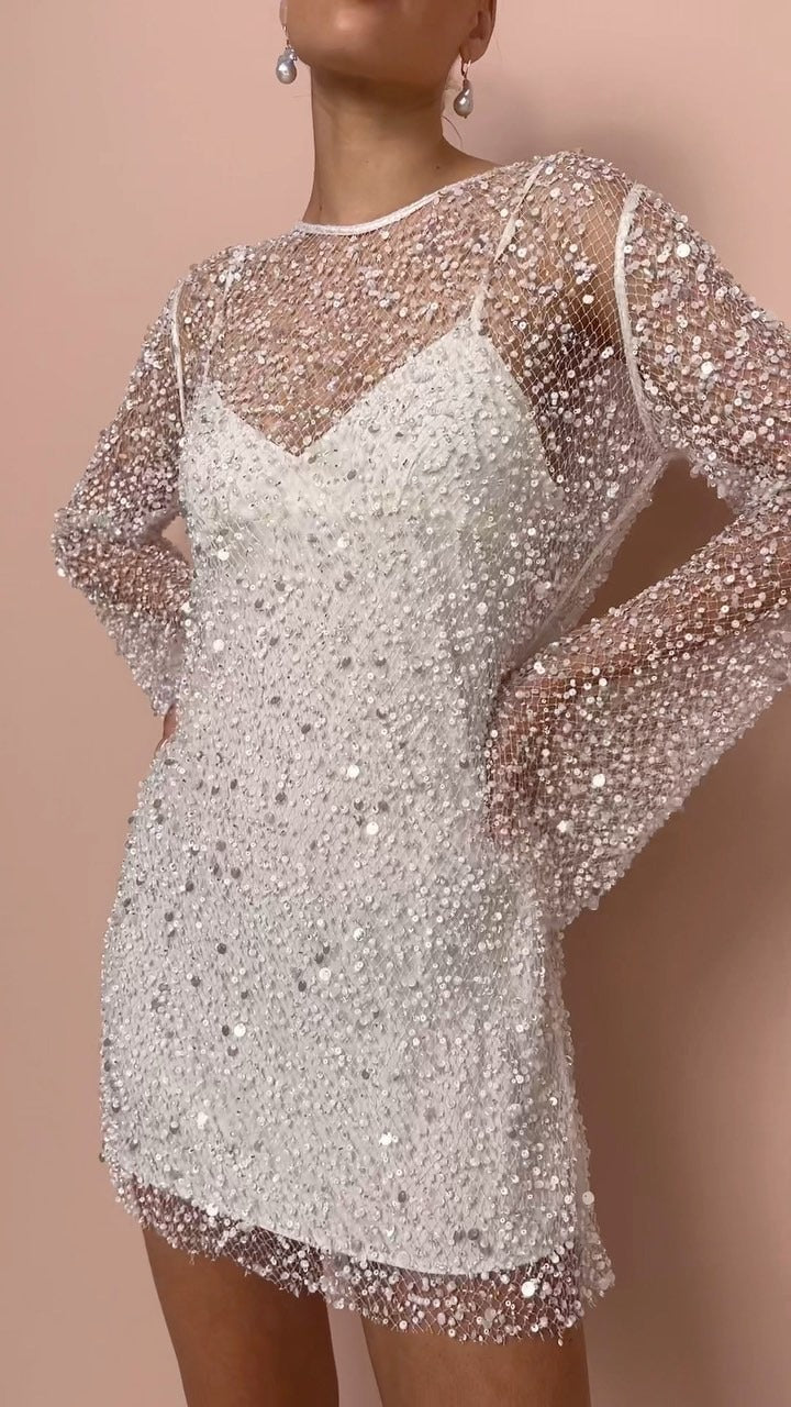 Robe Transparente en Tulle Pailleté